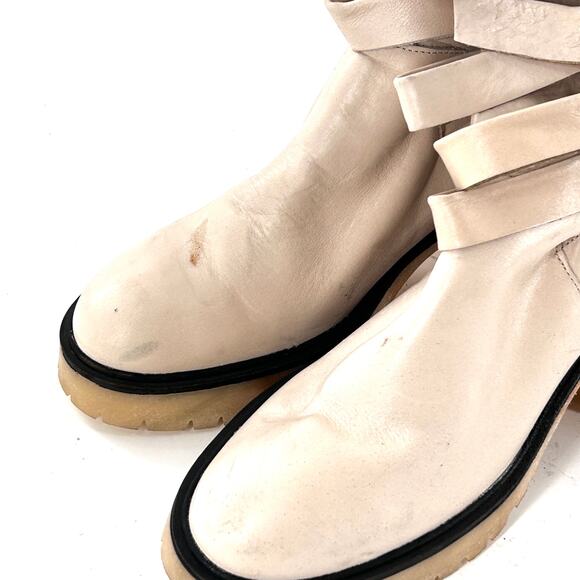 Free People Jesse Cut Out Boots 10 NWOT Leather White Ankle Booties Western - Picture 7 of 11